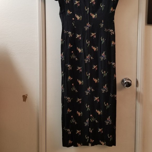 Vintage 90's dress with belt short sleeve petite challis - Picture 5 of 6